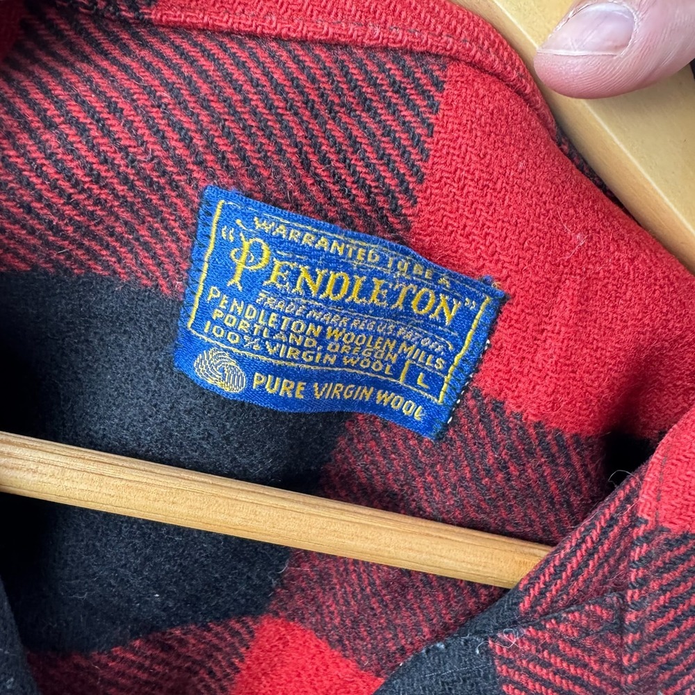 Vintage Pendleton Jacket Mens Large Red Plaid Mackinaw Cruiser 70s - Picture 9 of 15